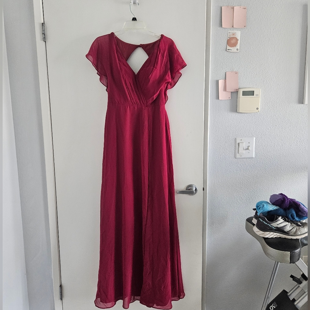 Azazie Rylee Burgundy Maxi Dress A4